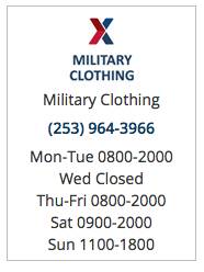 JBLM - Lewis Military Clothing Sales
